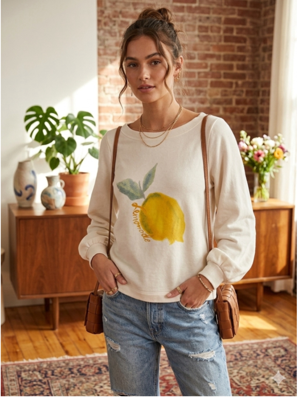 Anthropologie Saturday/Sunday Lemonade Sweatshirt XS. 2086